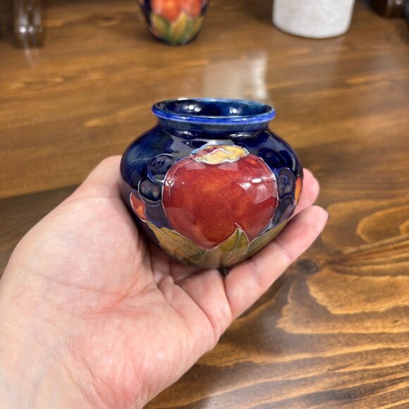 Pair of Vintage Moorcroft Pomegranate Vases Small Hand Painted 1920s-1940s Vases - Picture 2 of 15